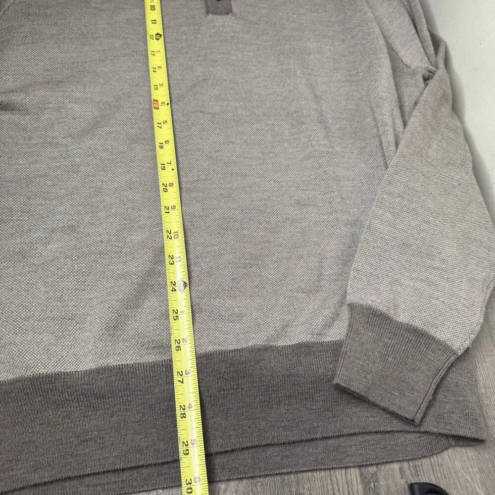Peter Millar Italian Merino Wool Henley Sweater Mens Large Quiet Luxury Taupe